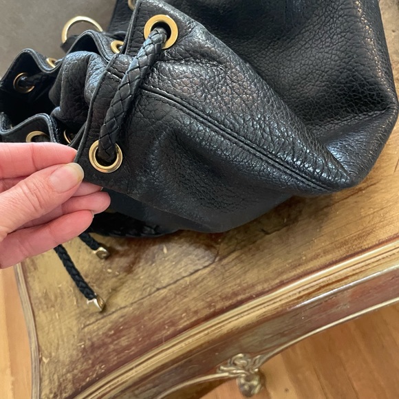 Michael Kors Black Leather Tote Shoulder Bag Woven - Picture 6 of 10